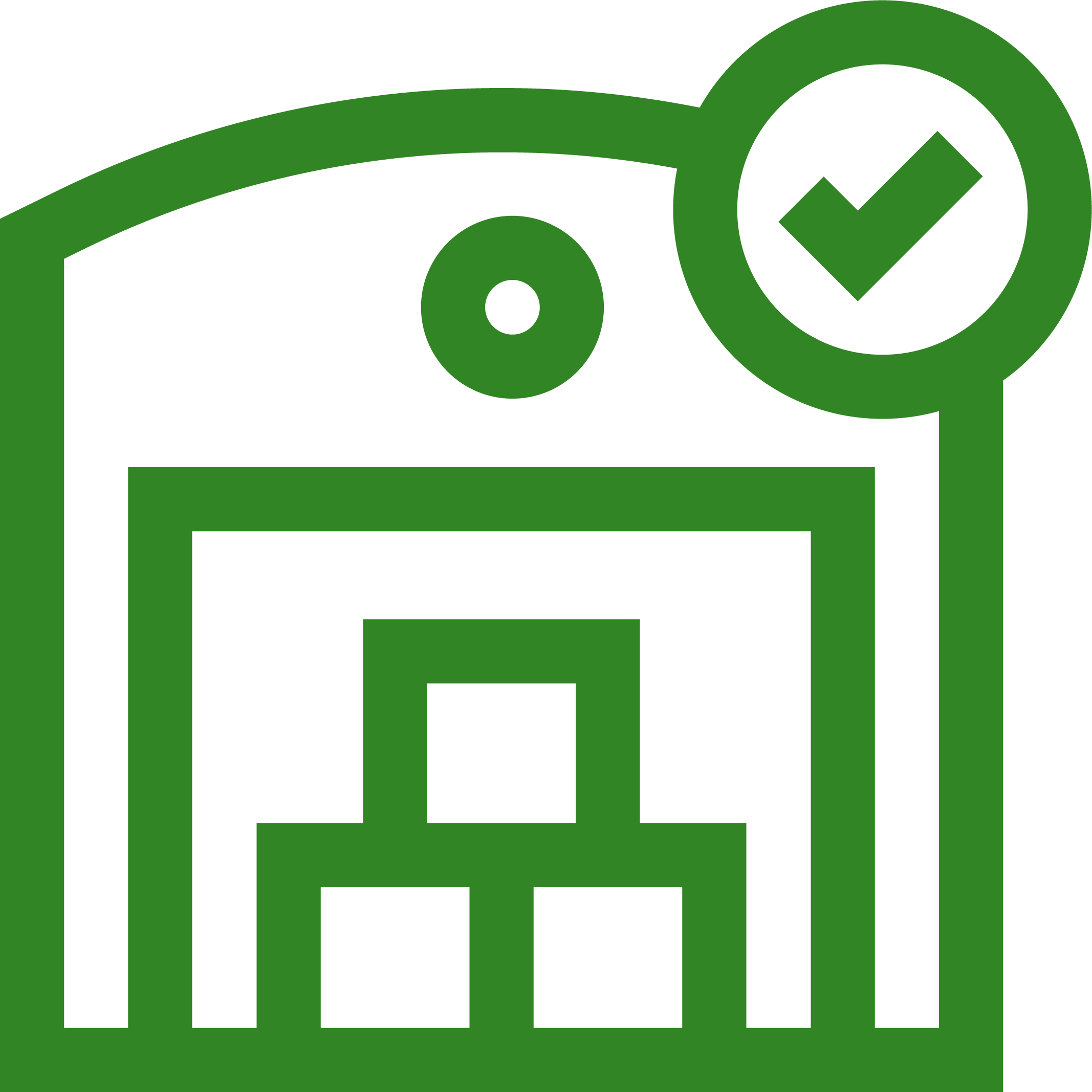 Warehouse with check mark